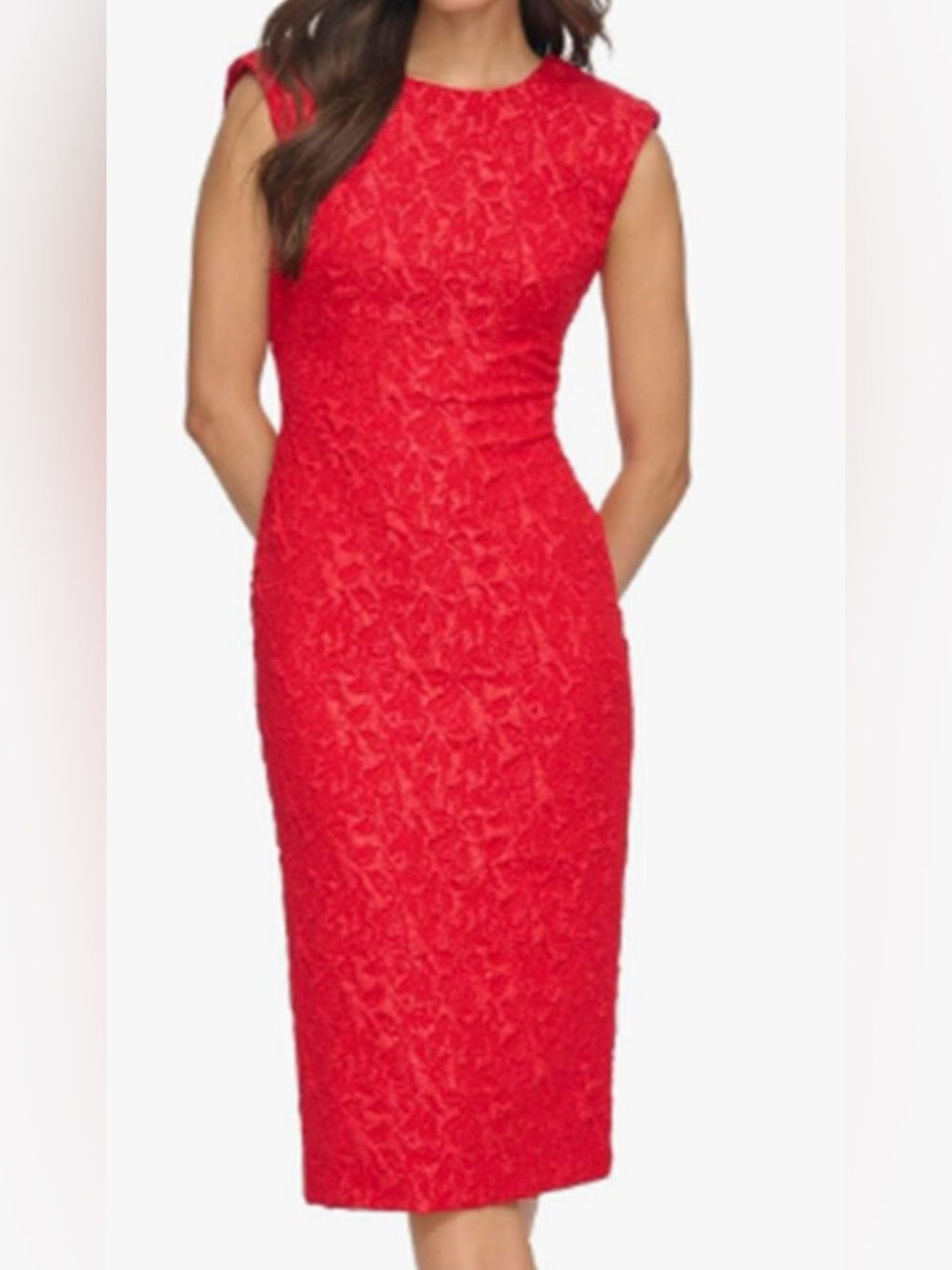 Calvin Klein Red Textured Sheath Dress (SKU836)
